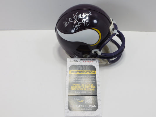 PAUL KRAUSE SIGNED MINNESOTA VIKINGS RIDDELL MINI HELMET w/HOF 98 JSA COA