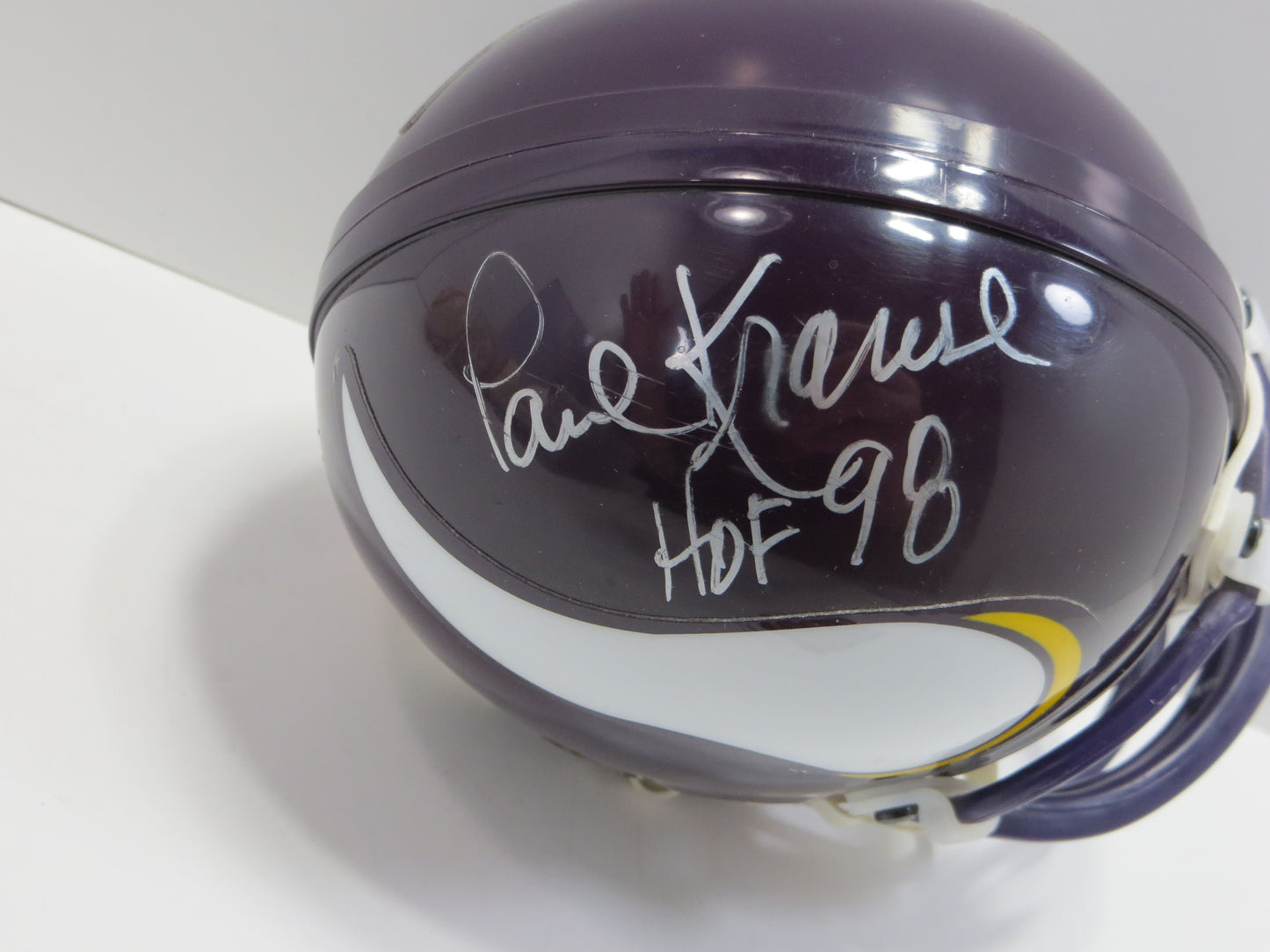 PAUL KRAUSE SIGNED MINNESOTA VIKINGS RIDDELL MINI HELMET w/HOF 98 JSA COA