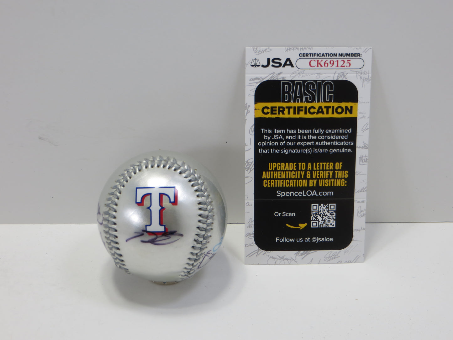 PRINCE FIELDER SHIN-SOO CHOO SIGNED TEXAS RANGERS LOGO BASEBALL JSA COA