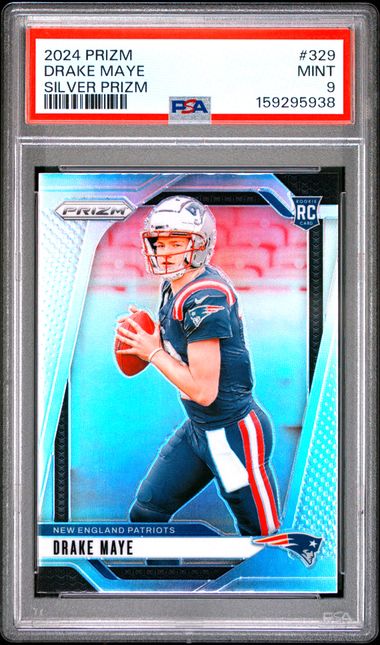 2024 Panini Prizm Drake Maye Rookie Silver Prizm #329 PSA 9