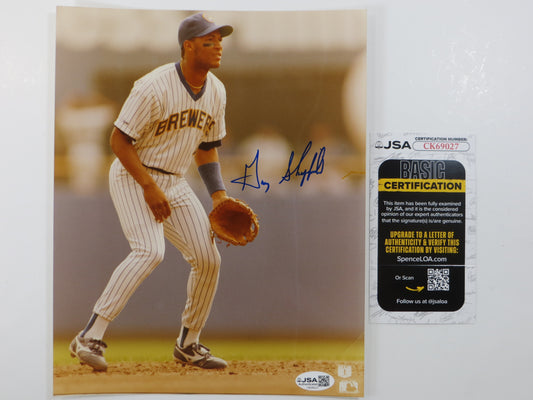 GARY SHEFFIELD MILWAUKEE BREWERS SIGNED 8x10 PHOTO JSA COA