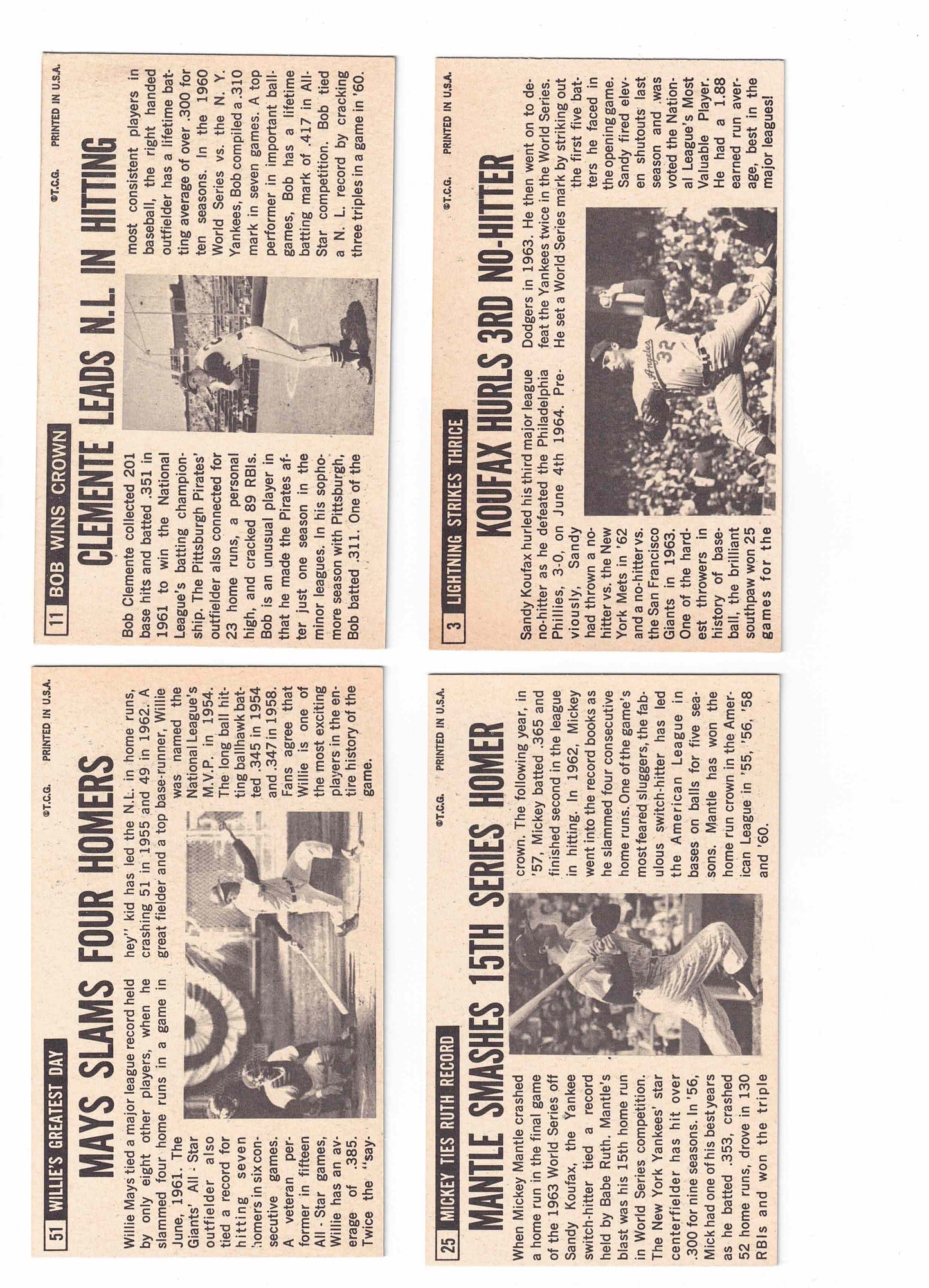 1964 Topps Giants Complete Set (60) EX Mantle Koufax Mays Aaron Clemente