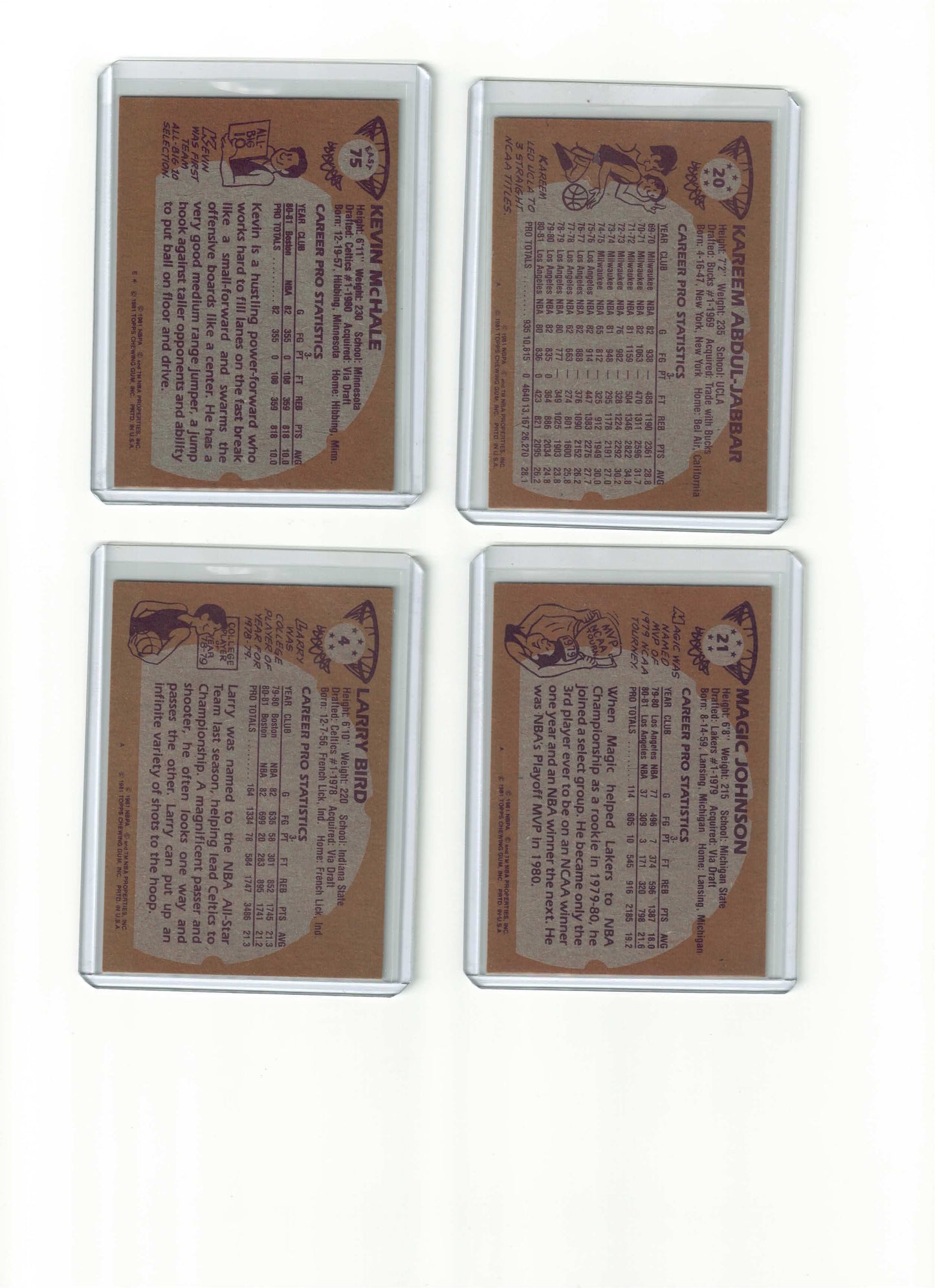 1981-82 TOPPS BASKETBALL COMPLETE SET 1-198 BIRD MAGIC MCHALE RC EX-MT
