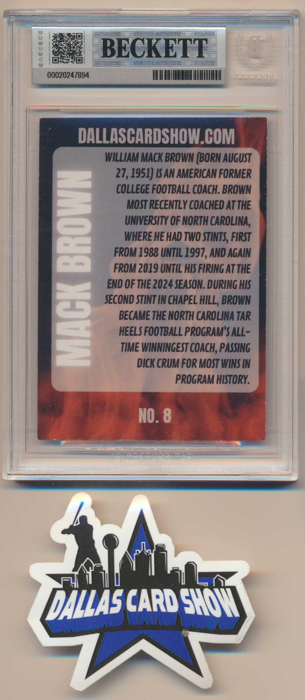MACK BROWN TEXAS LONGHORNS SIGNED 2026 May Dallas Card Show BGS BAS SLAB AUTO 10