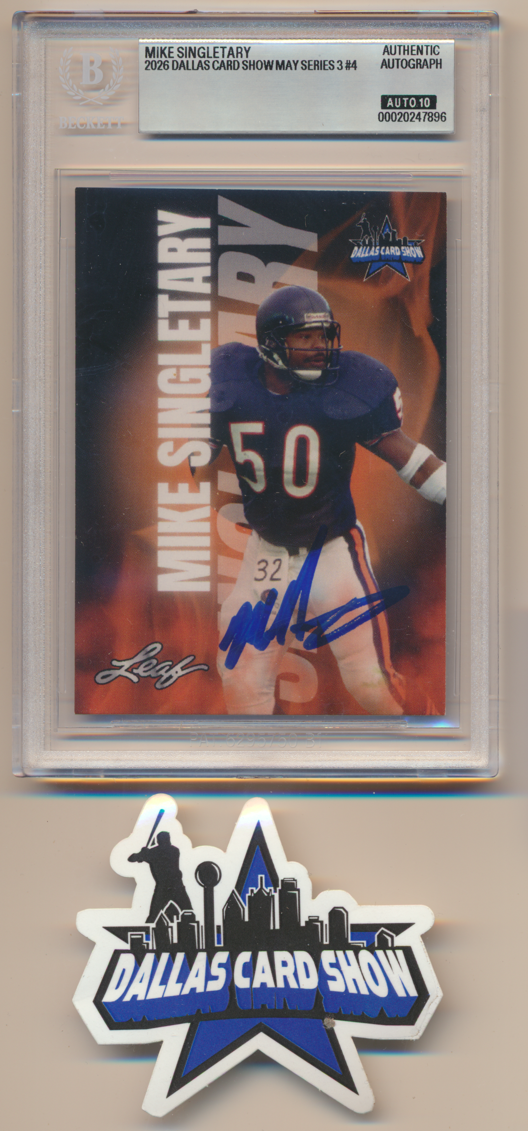 MIKE SINGLETARY CHICAGO BEARS SIGNED 2026 May Dallas Card Show BGS BAS SLAB AUTO 10
