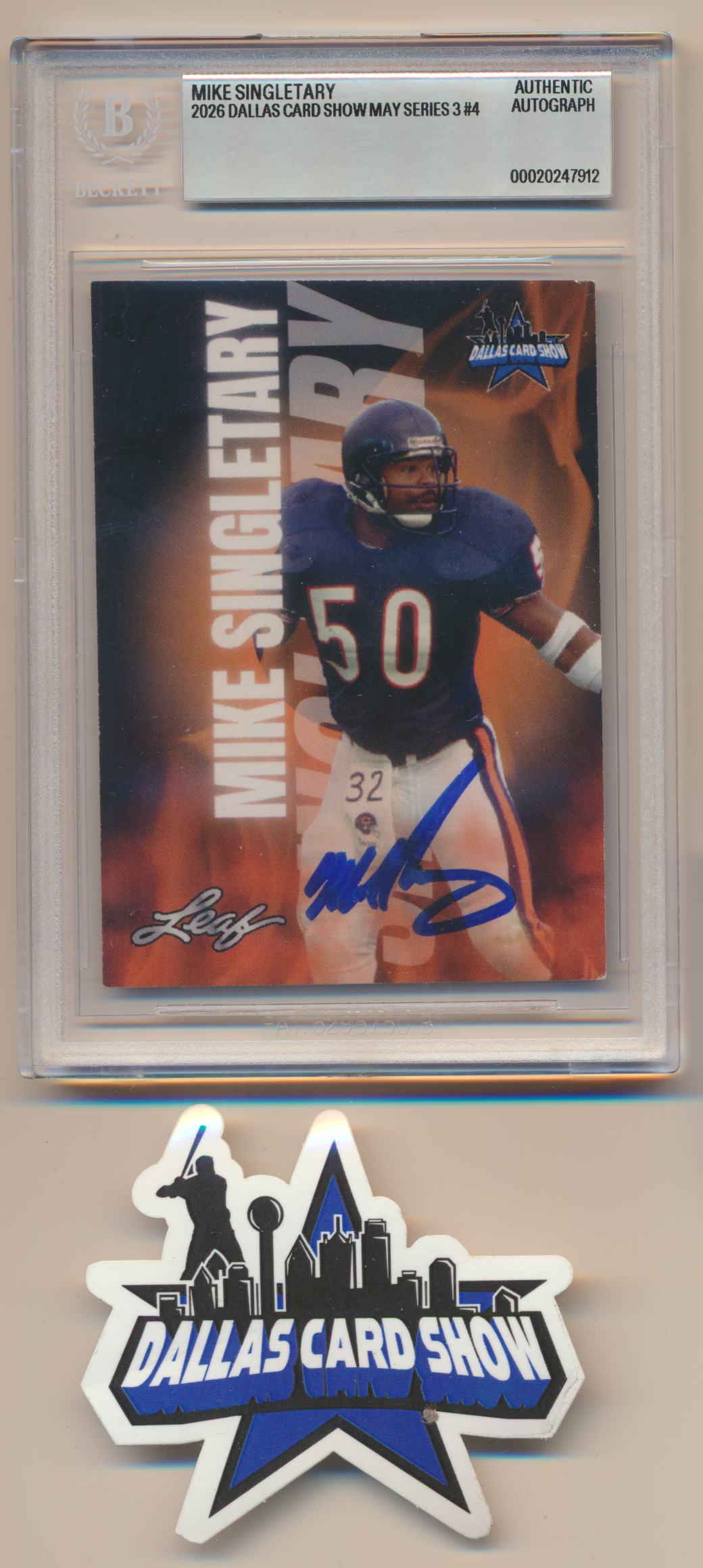 MIKE SINGLETARY CHICAGO BEARS SIGNED 2026 May Dallas Card Show BGS BAS SLAB