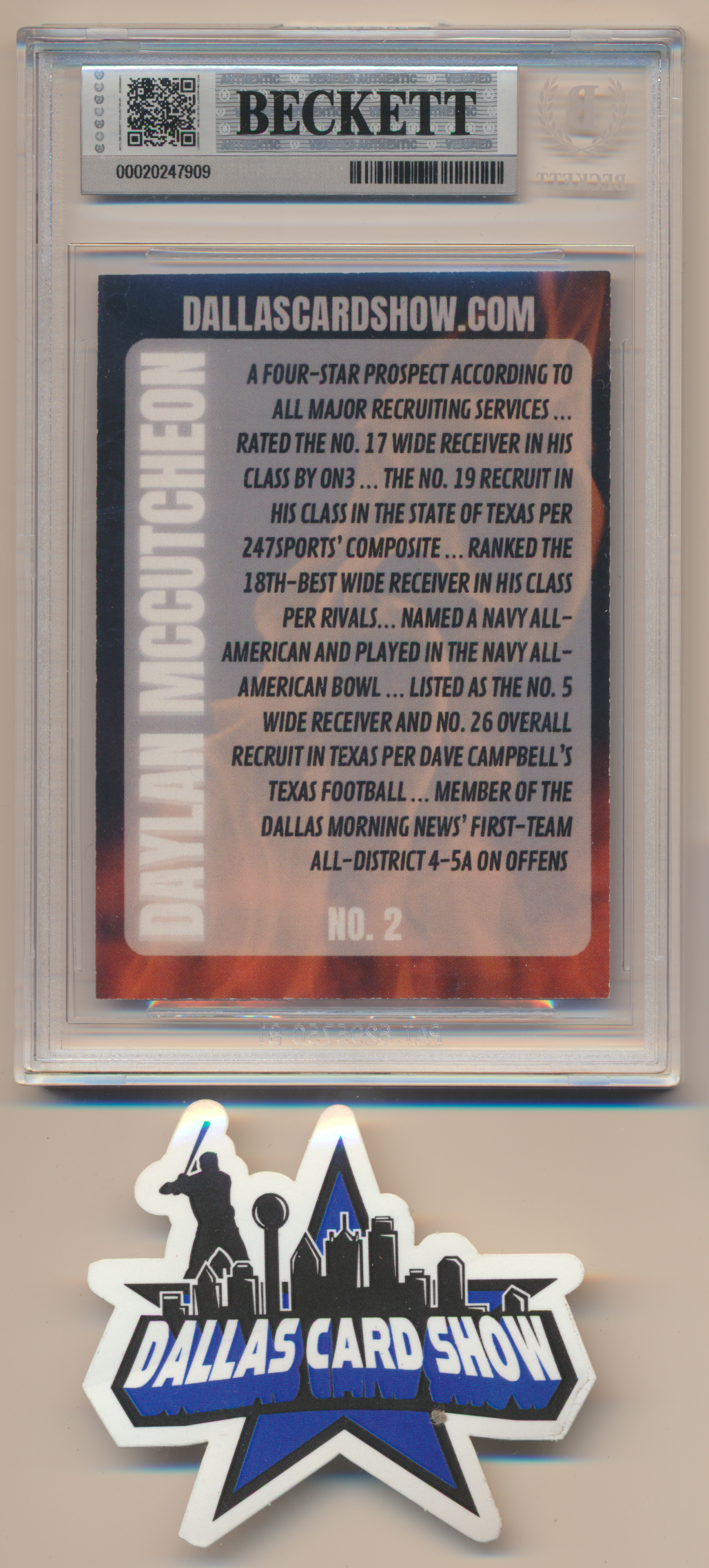 DAYLAN McCUTCHEON TEXAS LONGHORNS SIGNED 2026 May Dallas Card Show BGS BAS SLAB