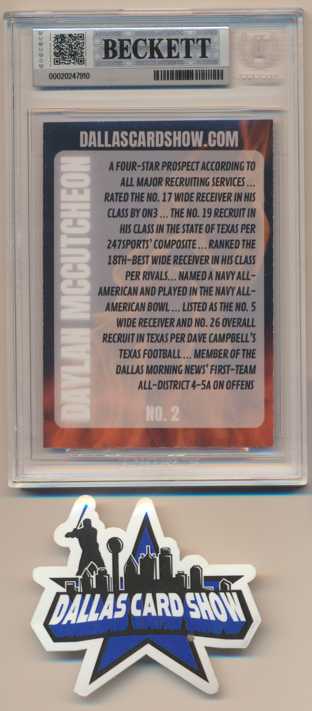 DAYLAN McCUTCHEON TEXAS LONGHORNS SIGNED 2026 May Dallas Card Show BGS BAS SLAB