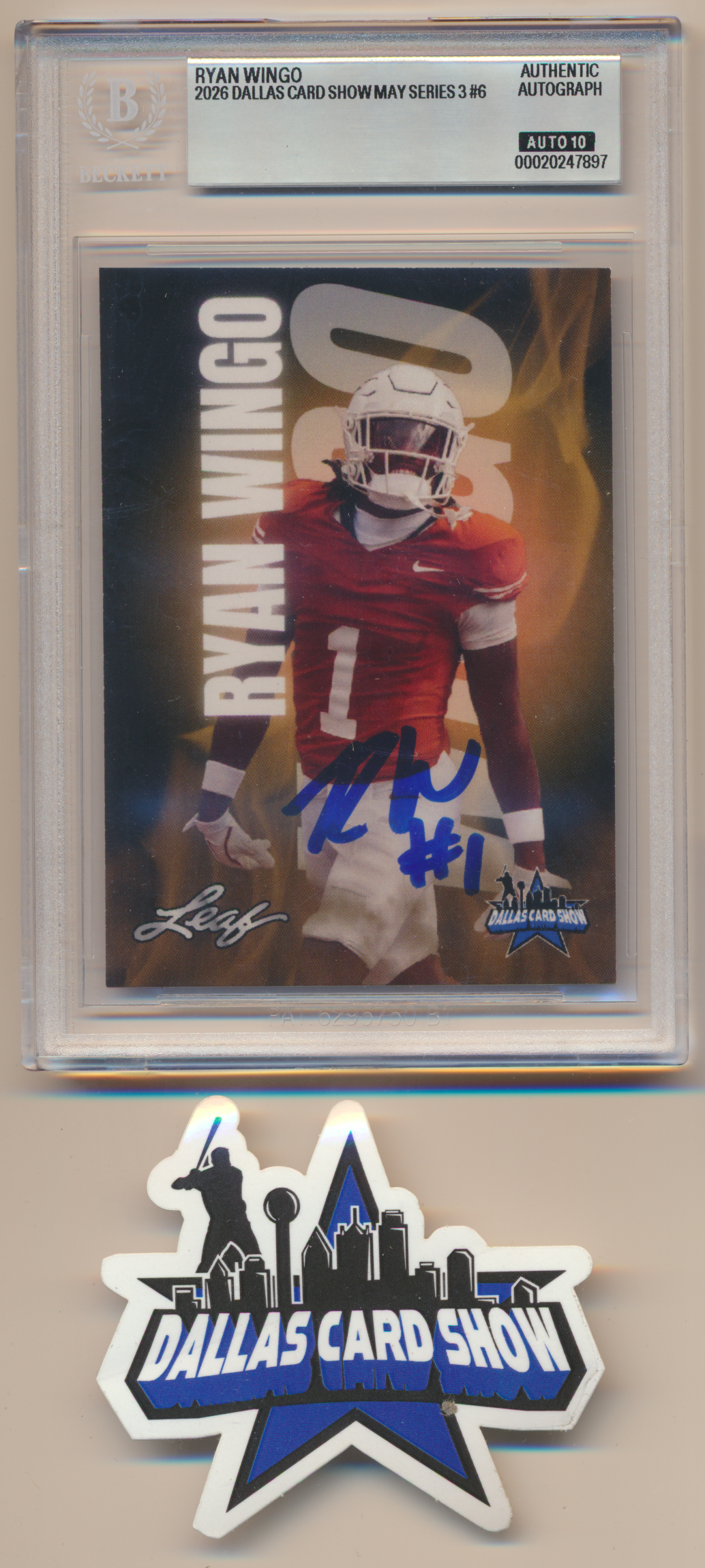 RYAN WINGO TEXAS LONGHORNS SIGNED 2026 May Dallas Card Show BGS BAS SLAB AUTO 10