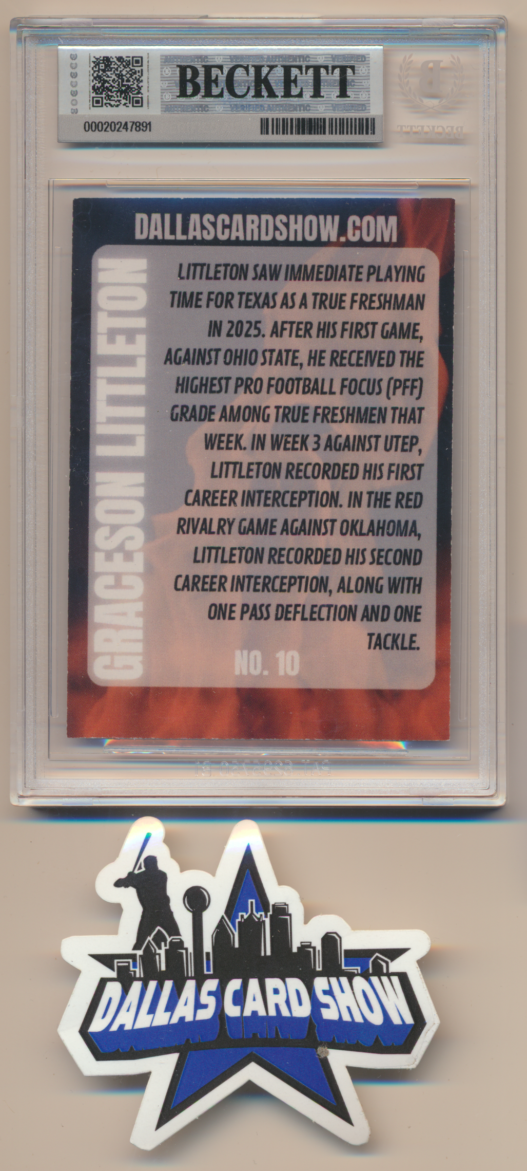 GRACESON LITTLETON TEXAS LONGHORNS SIGNED 2026 May Dallas Card Show BGS BAS SLAB AUTO 10