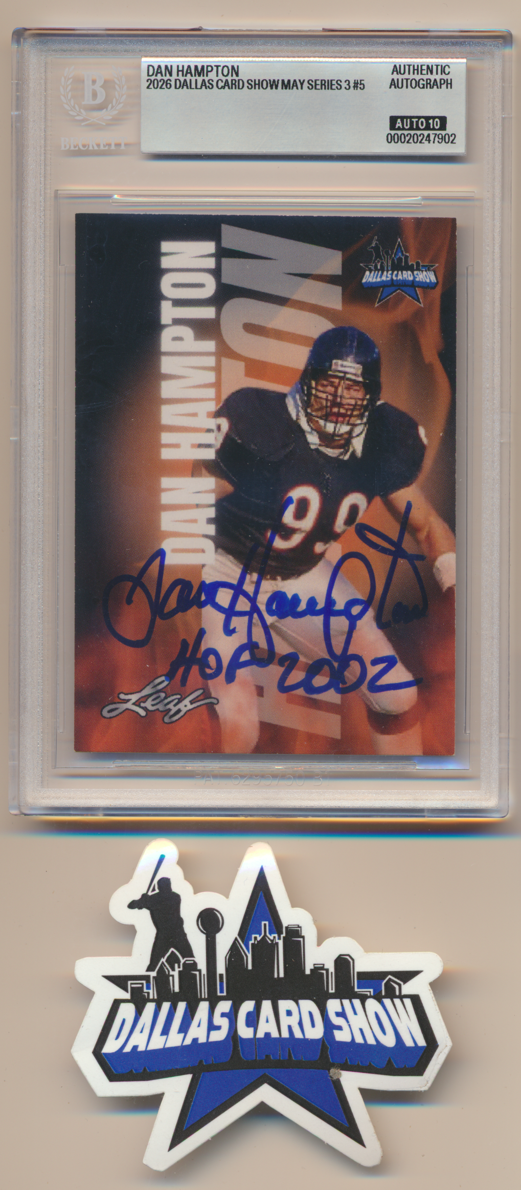 DAN HAMPTON CHICAGO BEARS SIGNED 2026 May Dallas Card Show BGS BAS SLAB AUTO 10