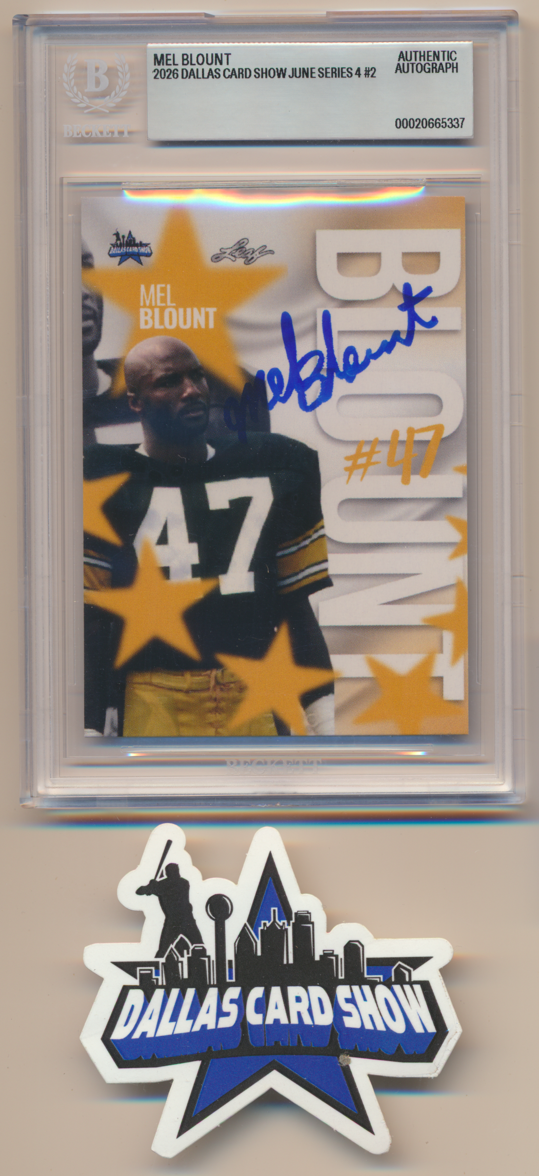 MEL BLOUNT PITTSBURGH STEELERS SIGNED 2026 June Dallas Card Show BGS BAS SLAB