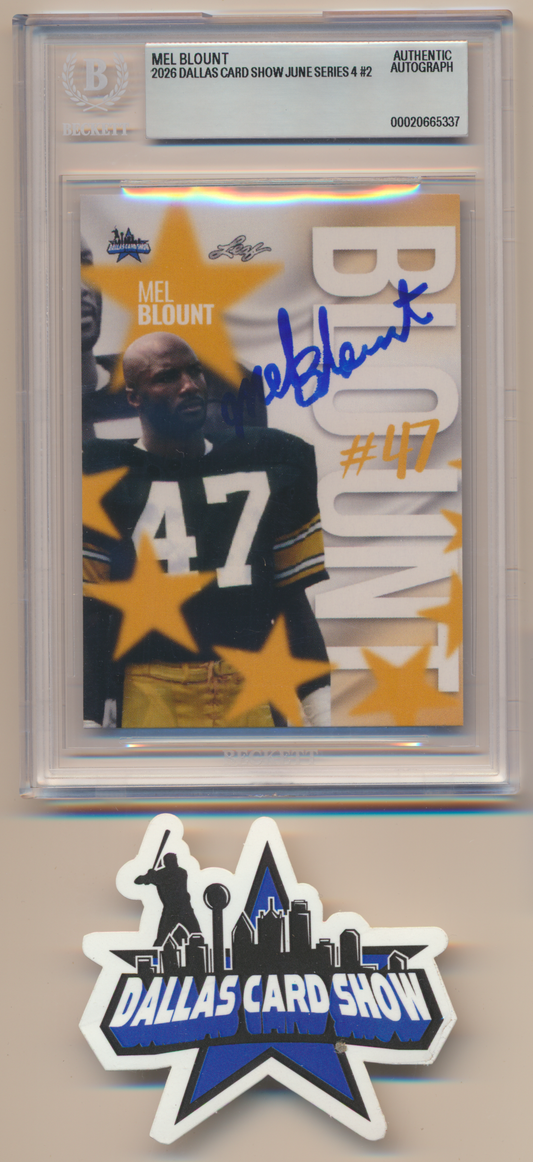 MEL BLOUNT PITTSBURGH STEELERS SIGNED 2026 June Dallas Card Show BGS BAS SLAB