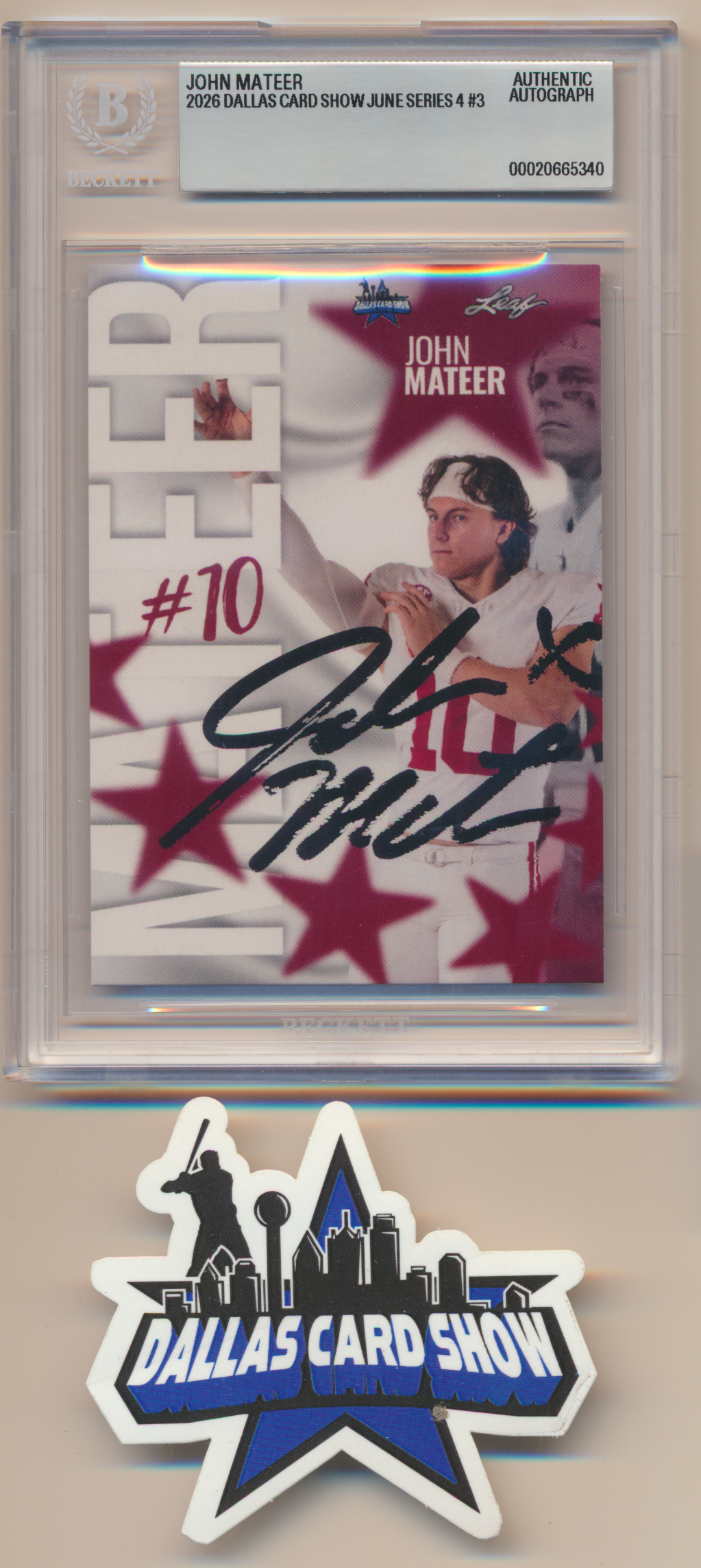 JOHN MATEER OU OKLAHOMA SOONERS SIGNED 2026 June Dallas Card Show BGS BAS SLAB