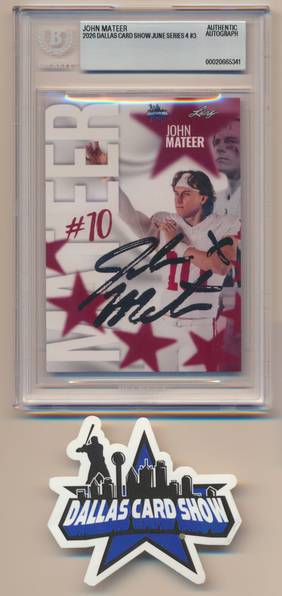 JOHN MATEER OU OKLAHOMA SOONERS SIGNED 2026 June Dallas Card Show BGS BAS SLAB
