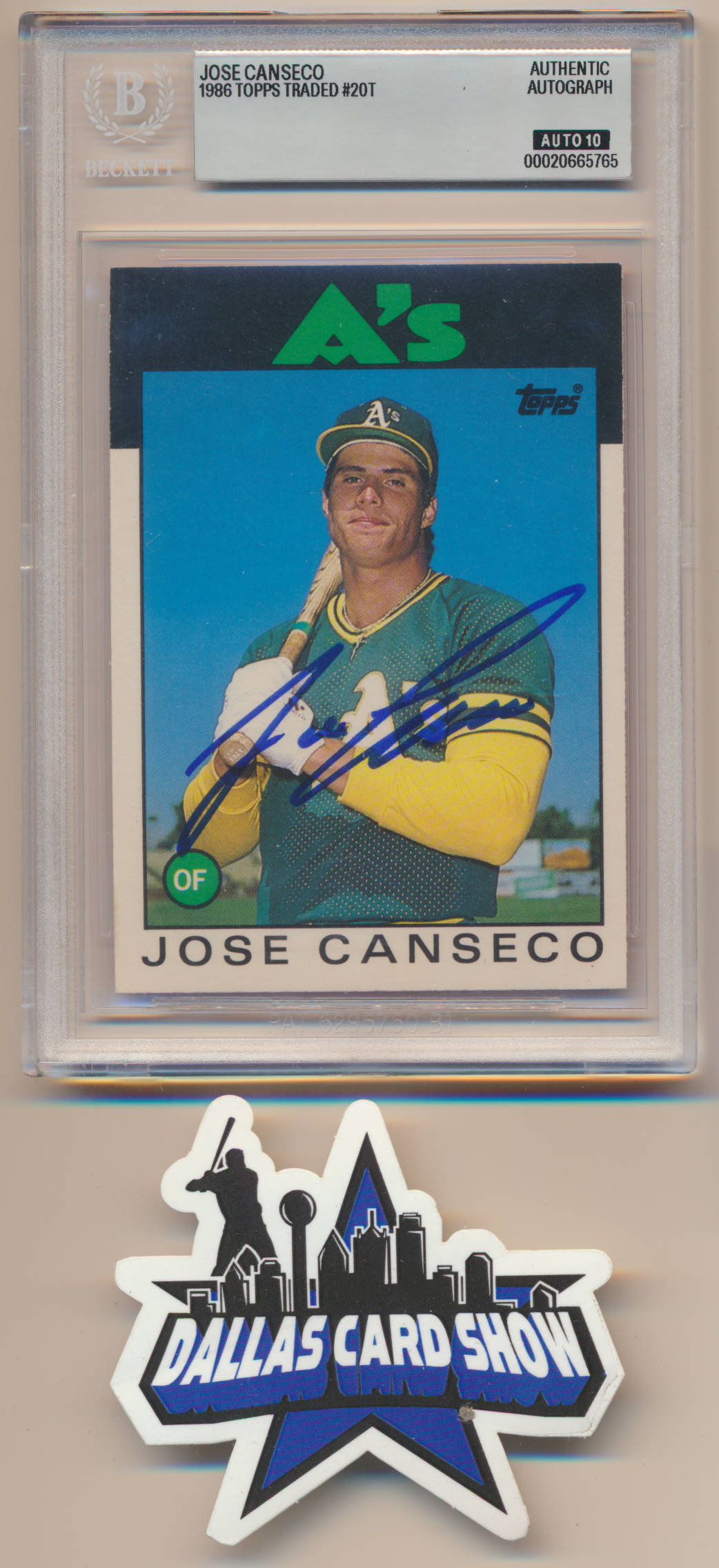 JOSE CANSECO OAKLAND A's SIGNED 1986 Topps Traded #20T BGS BAS SLAB AUTO 10