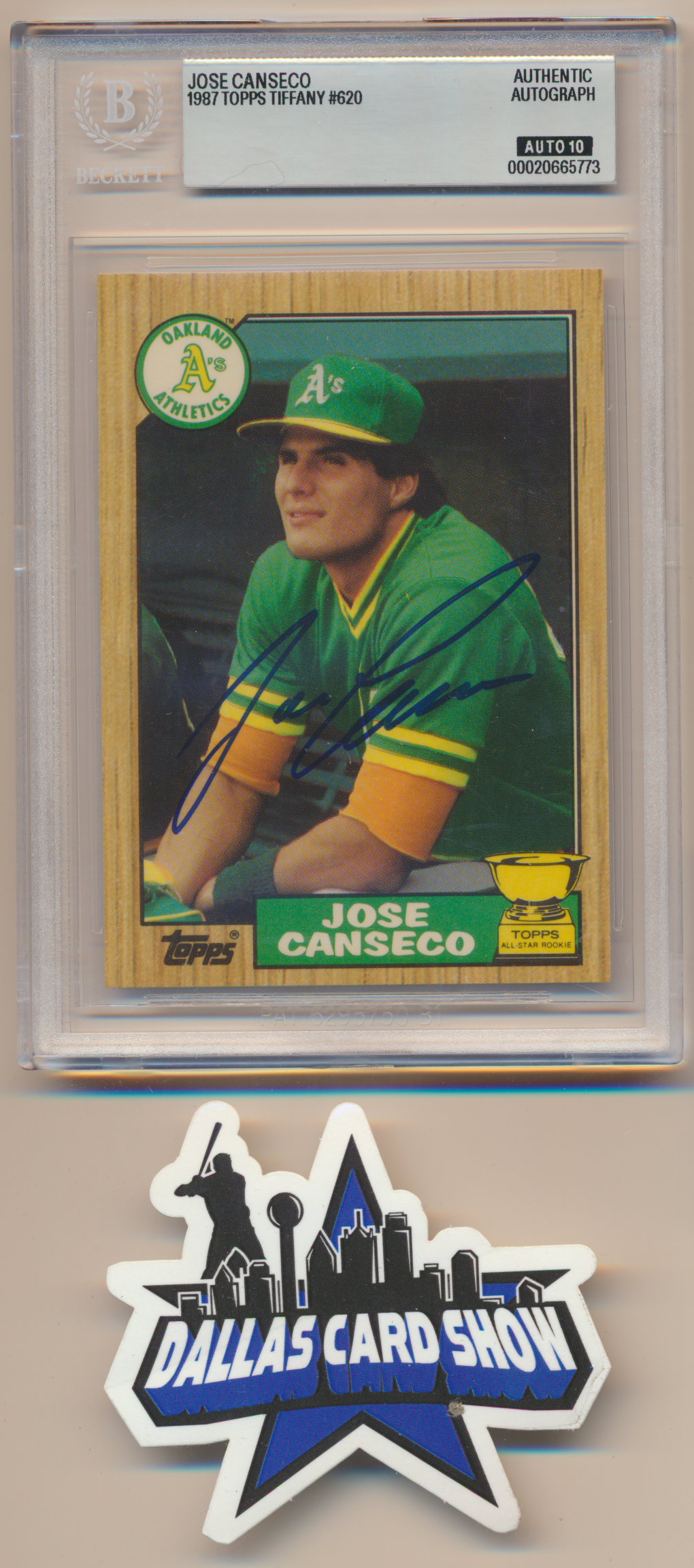 JOSE CANSECO OAKLAND A's SIGNED 1987 Topps TIFFANY #620 BGS BAS SLAB AUTO 10