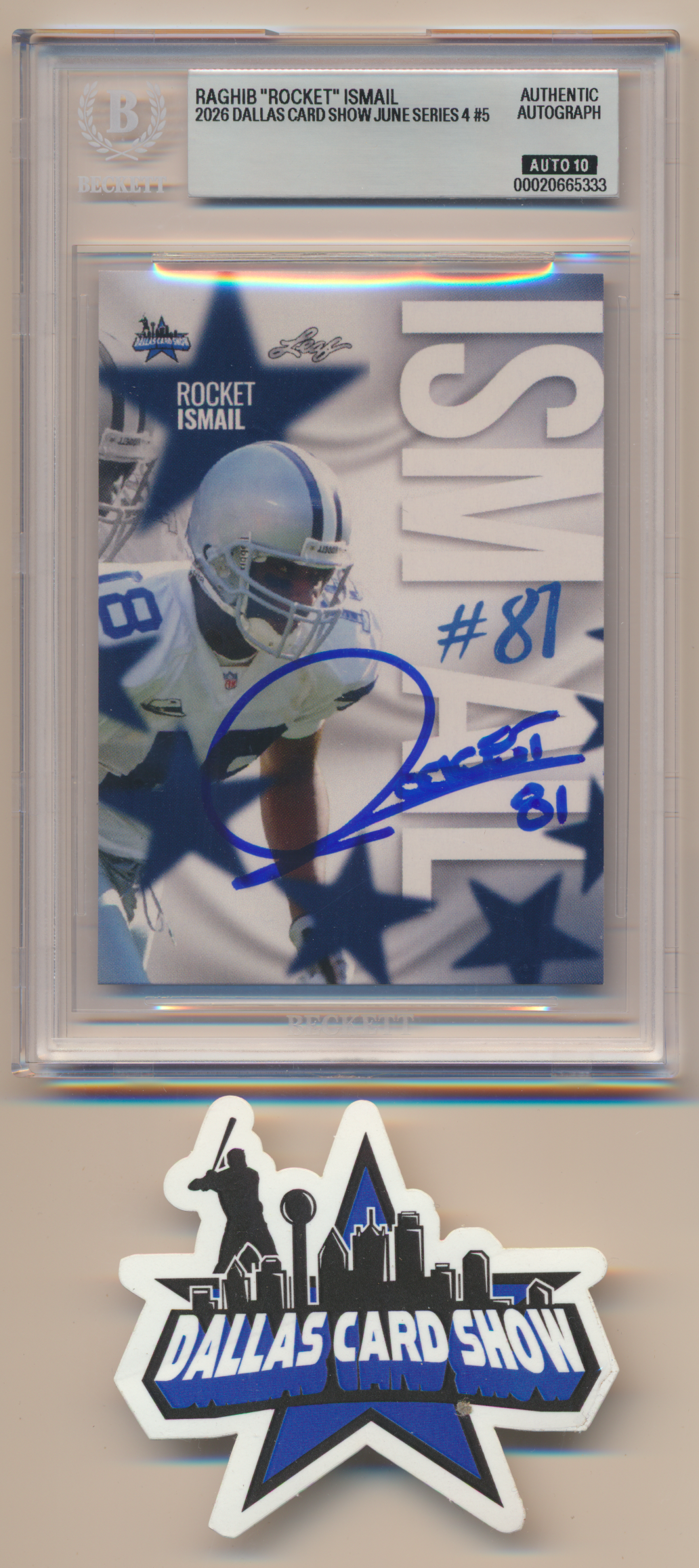 ROCKET ISMAIL DALLAS COWBOYS SIGNED 2026 June Dallas Card Show BGS BAS SLAB AUTO 10