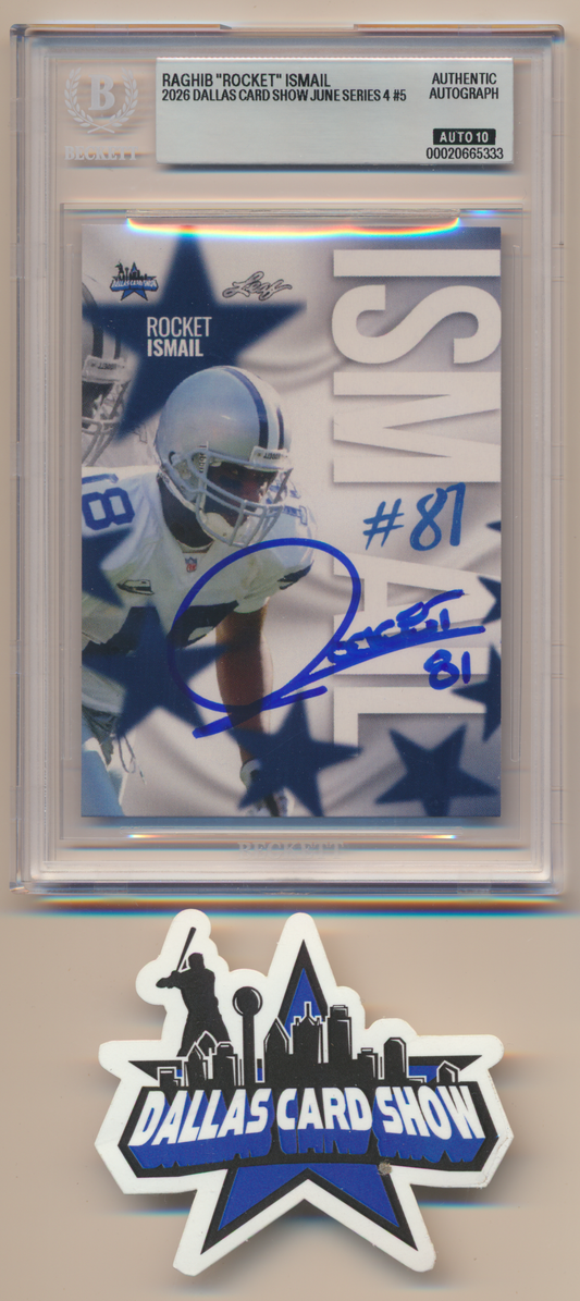 ROCKET ISMAIL DALLAS COWBOYS SIGNED 2026 June Dallas Card Show BGS BAS SLAB AUTO 10