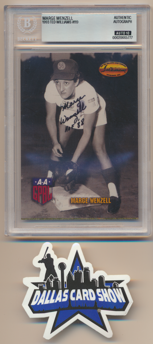MARGE WENZELL A League of Their Own SIGNED 1993 TED WILLIAMS #119 BGS BAS SLAB AUTO 10