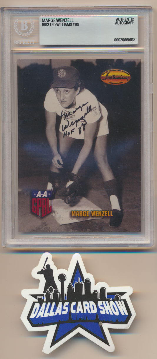 MARGE WENZELL A League of Their Own SIGNED 1993 TED WILLIAMS #119 BGS BAS SLAB