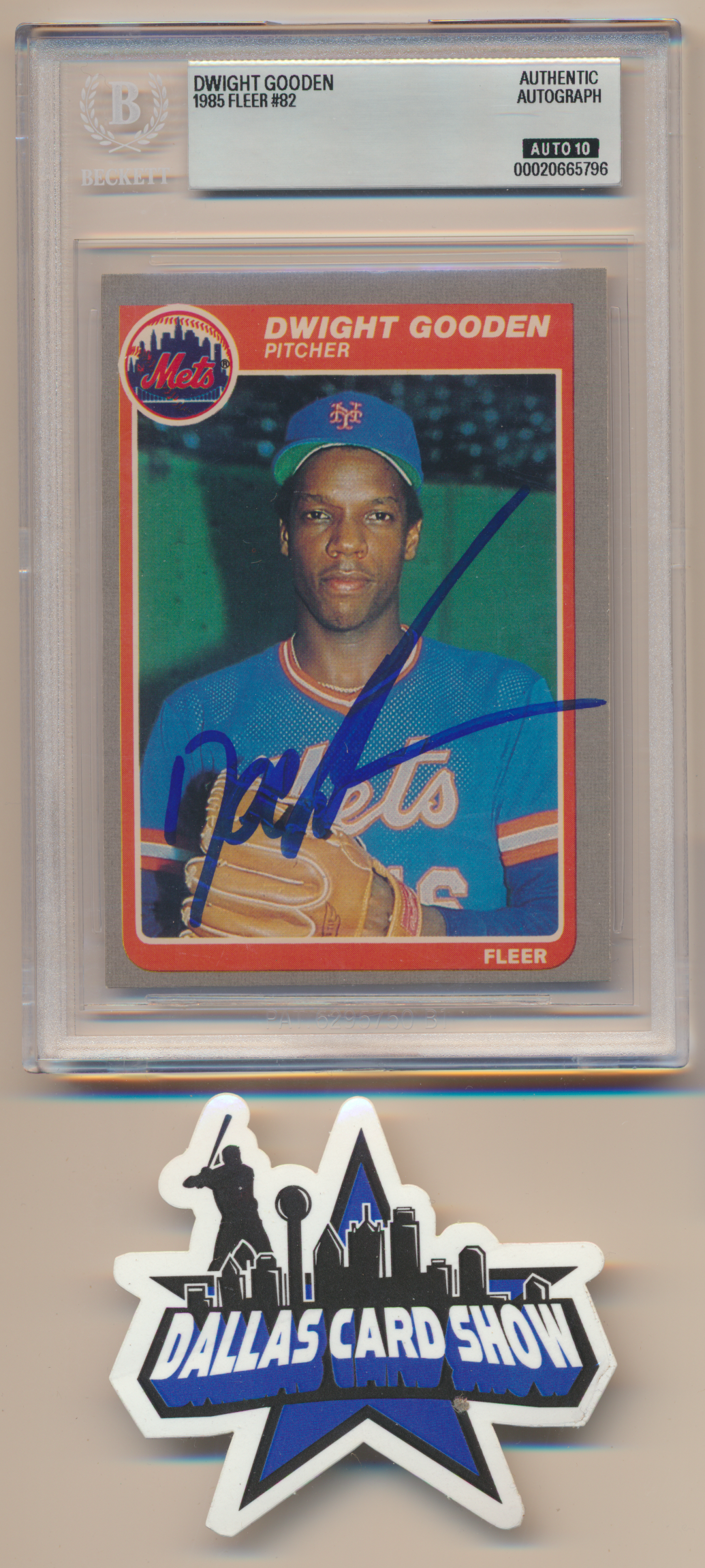 DWIGHT DOC GOODEN NY METS SIGNED 1985 Fleer #82 BGS BAS SLAB AUTO 10