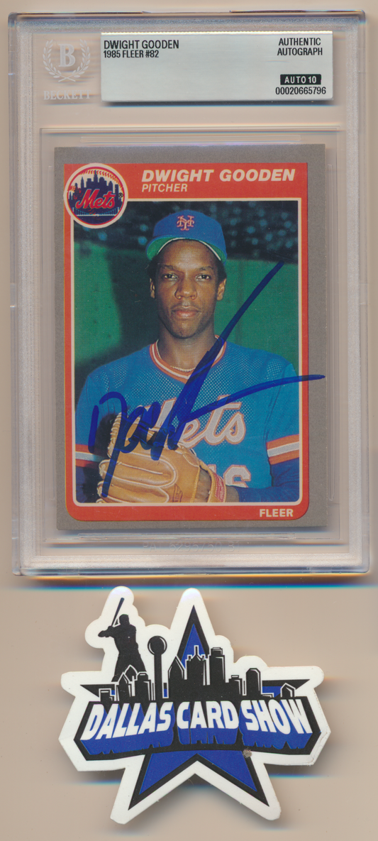 DWIGHT DOC GOODEN NY METS SIGNED 1985 Fleer #82 BGS BAS SLAB AUTO 10