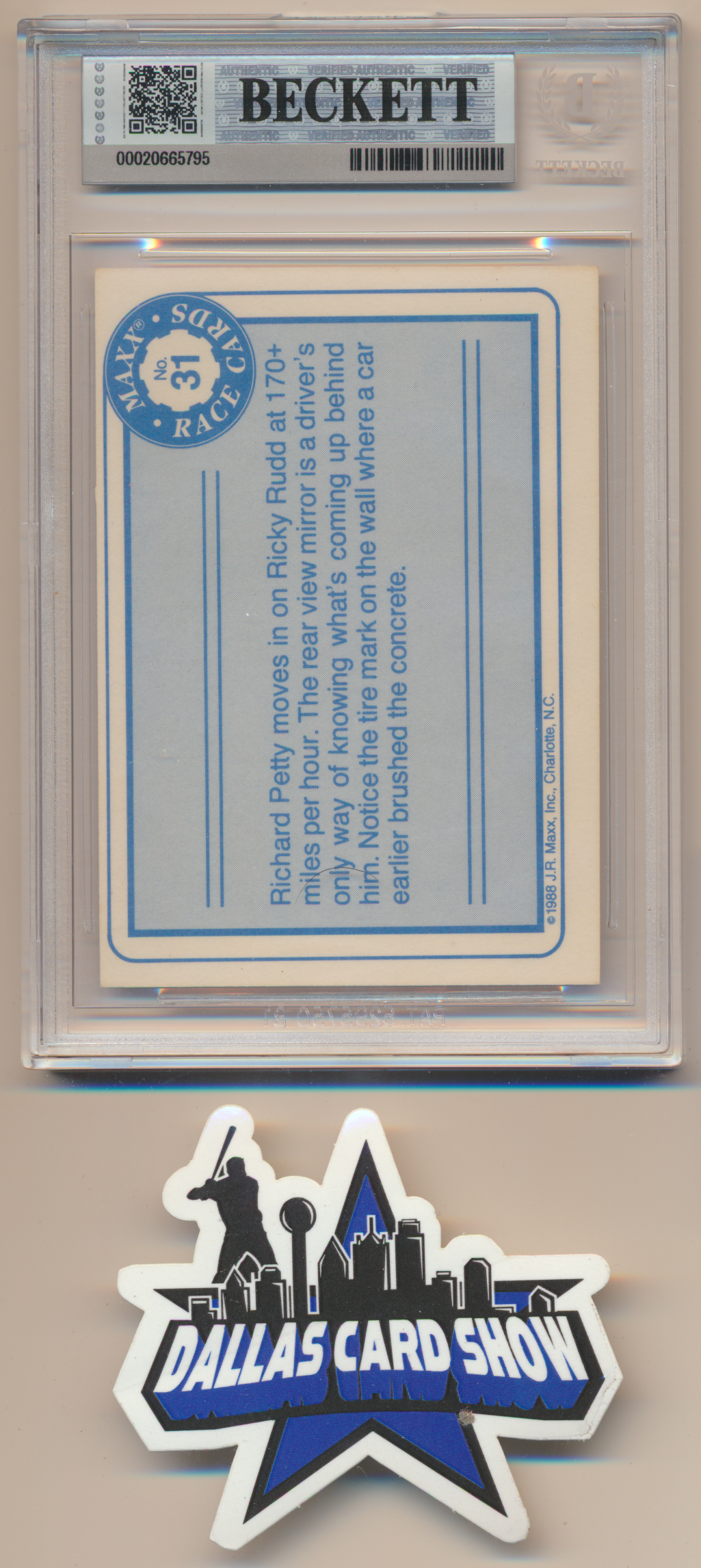 RICHARD PETTY Nascar SIGNED 1998 Maxx Charlotte #31 BGS BAS SLAB AUTO 10