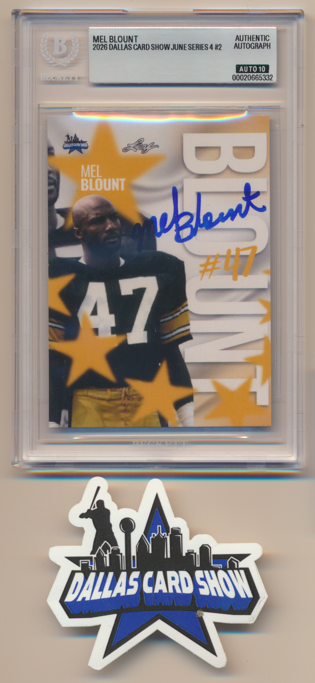 MEL BLOUNT PITTSBURGH STEELERS SIGNED 2026 June Dallas Card Show BGS BAS SLAB AUTO 10