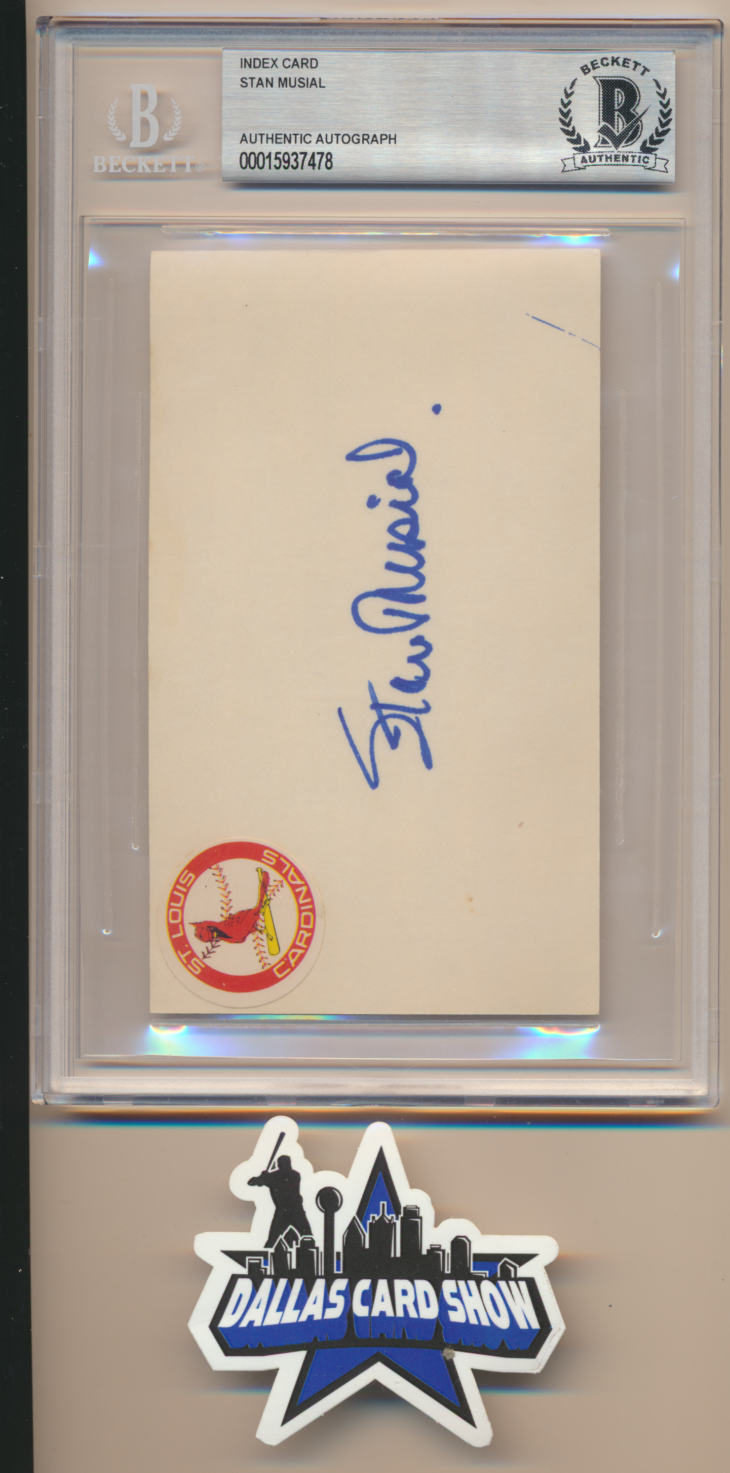 STAN MUSIAL SAINT LOUIS STL CARDINALS SIGNED 3x5 Index card BGS BAS SLAB
