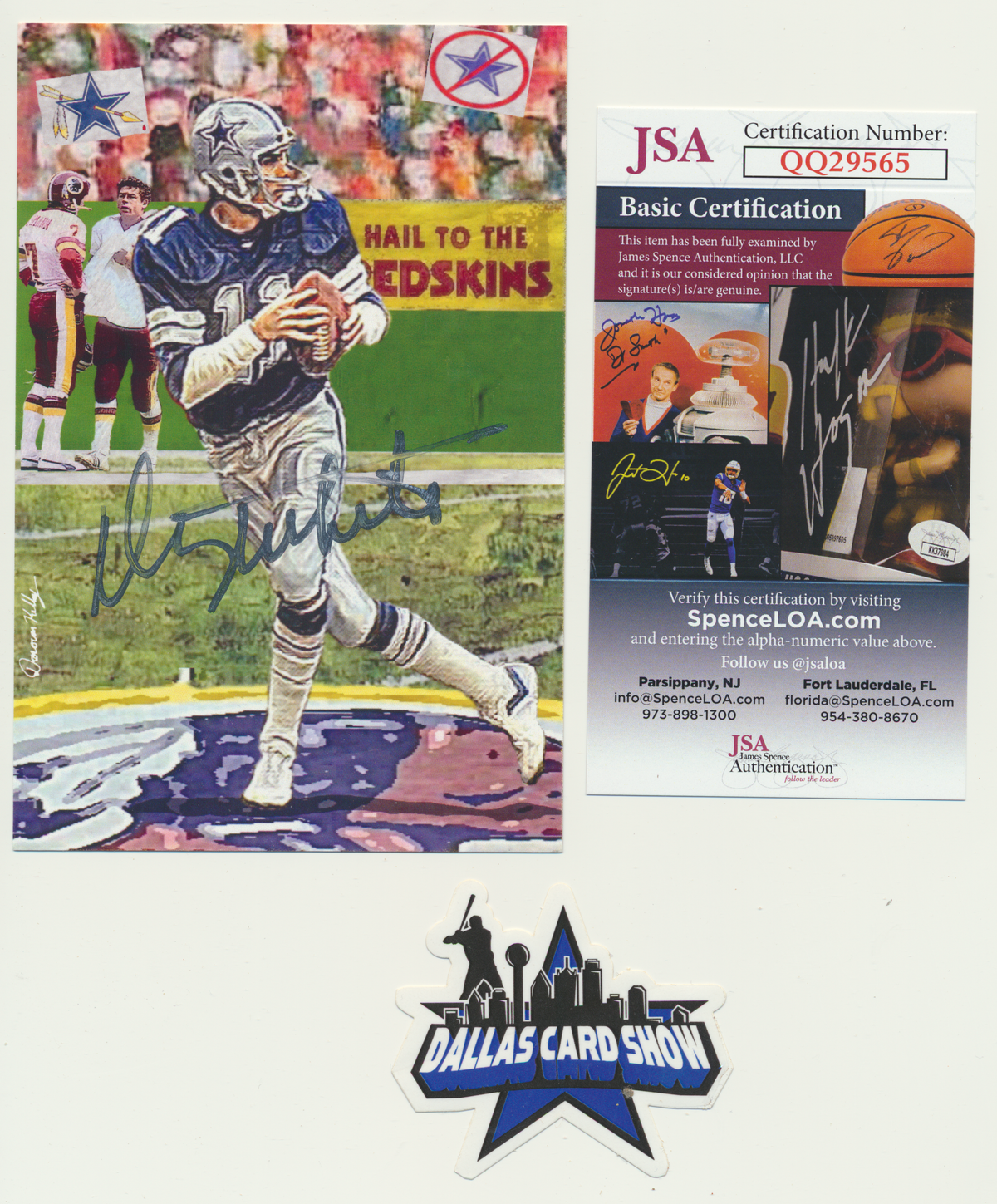 DANNY WHITE DALLAS COWBOYS SIGNED ART CARD Arizona State JSA COA
