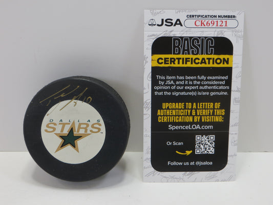 TODD HARVEY SIGNED DALLAS STARS LOGO HOCKEY PUCK JSA COA