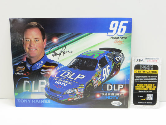 TONY RAINES 96 SIGNED NASCAR 8x10 PHOTO DLP HDTV JSA COA