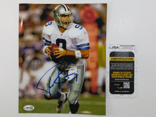 TONY ROMO DALLAS COWBOYS SIGNED 8x10 PHOTO Eastern Illinois CBS Sports JSA COA