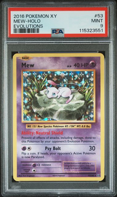 2016 Pokemon - Mew (Holo) - 53/108 XY Evolutions PSA 9