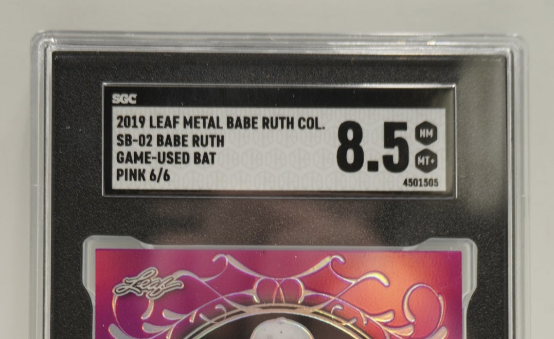 2019 LEAF METAL Babe Ruth GAME USED BAT PINK 6/6 #SB-02 SGC 8.5