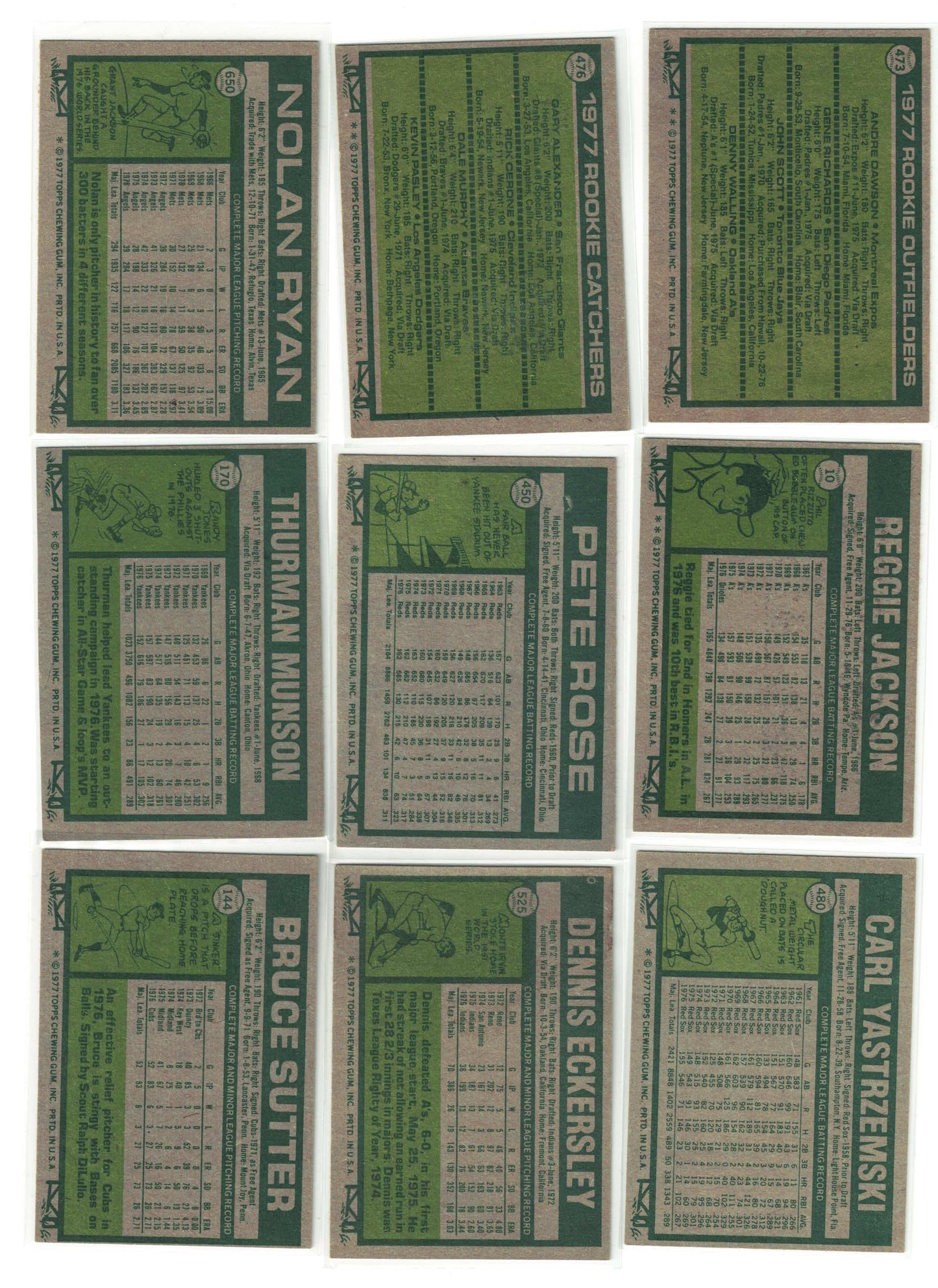 1977 TOPPS BASEBALL COMPLETE SET SUTTER MURPHY DAWSOM RC CHECKLIST MARKED