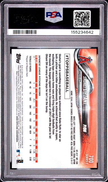 2018 Topps Shohei Ohtani Pitching Rookie #700 PSA 9