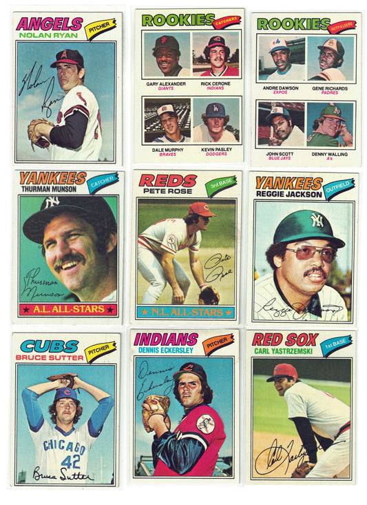 1977 TOPPS BASEBALL COMPLETE SET SUTTER MURPHY DAWSOM RC CHECKLIST MARKED