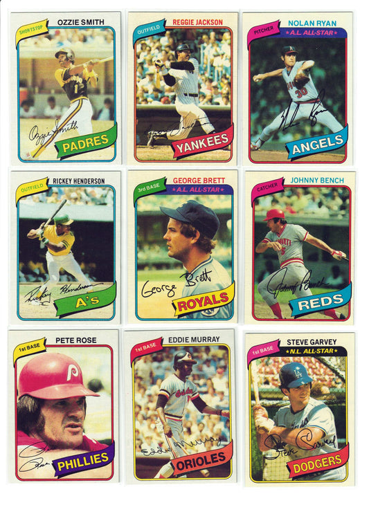 1980 TOPPS BASEBALL COMPLETE SET 1-726 RICKY HENDERSON RC