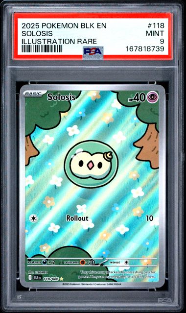 2025 Pokemon - Solosis (Illustration Rare) - 118/086 Black Bolt PSA 9