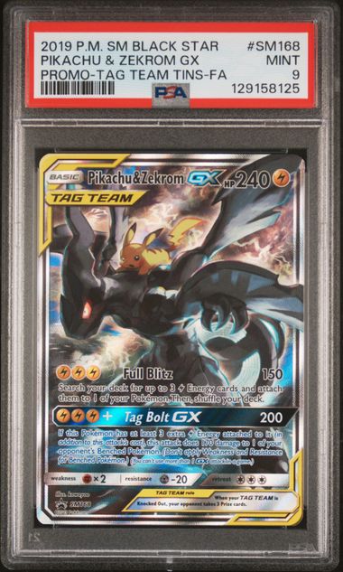 2019 Pokemon - Pikachu & Zekrom GX (Full Art) - SM168 Promos PSA 9