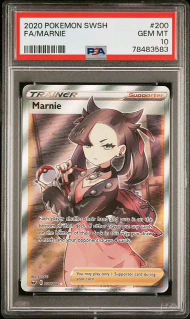 2020 Pokemon - Marnie (Full Art) - 200/202 Sword & Shield PSA 10