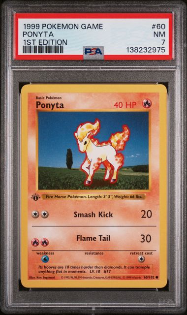 1999 Pokemon - Ponyta - 60/102 1st Edition Base Set PSA 7