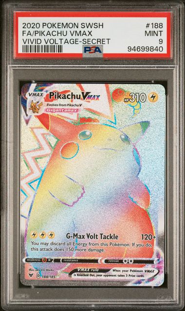 2020 Pokemon - Pikachu VMAX (Secret) - 188/185 Vivid Voltage PSA 9