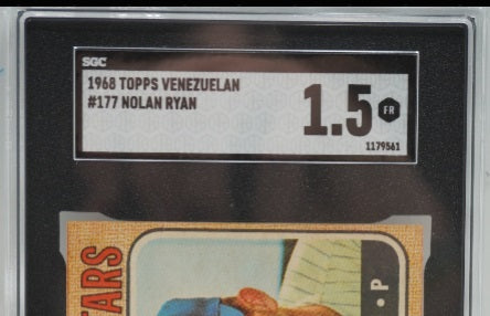 1968 TOPPS VENEZUELAN Nolan Ryan Jerry Koosman #177 SGC 1.5 NEW YORK NY METS