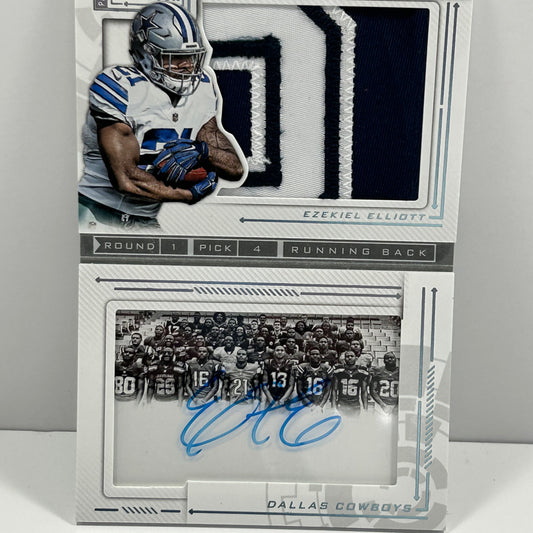 2016 Panini Playbook Ezekiel Elliott RC Auto & Jersey Patch Number /5