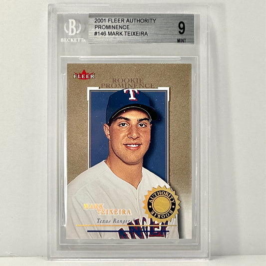 2001 Fleer Authority Prominence Mark Teixeira /25 BGS 9
