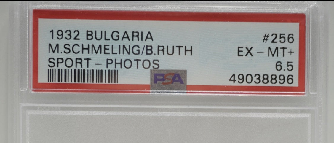 1932 BULGARIA Babe Ruth Max Schmeling BOXING YANKEES SPORT PHOTOS #256 PSA 6.5