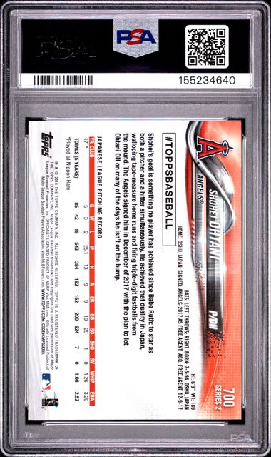 2018 Topps Shohei Ohtani Pitching Rookie #700 PSA 9